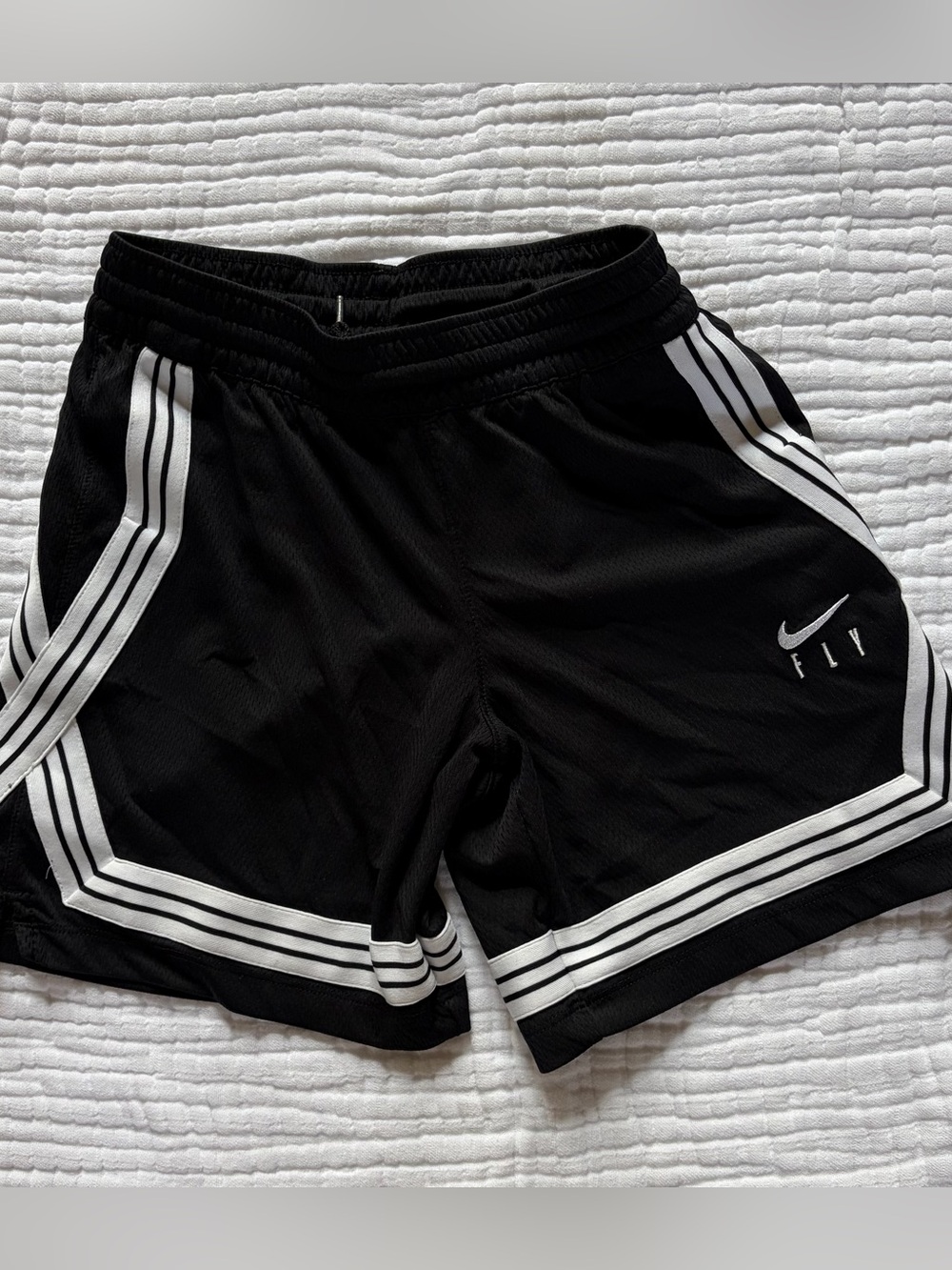 Girl size M Nike Black Shorts with White Striped Trim Basketball